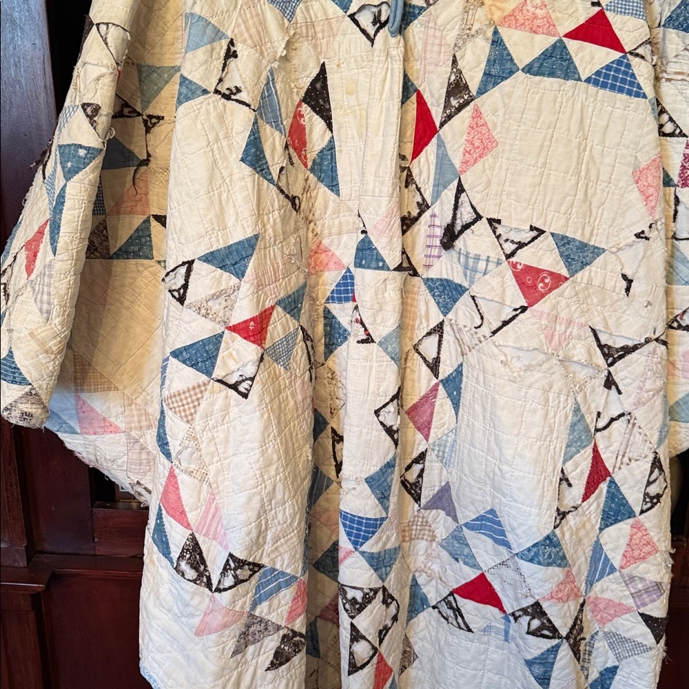 Multicolor Geometric Patterned Women's Poncho - image 8